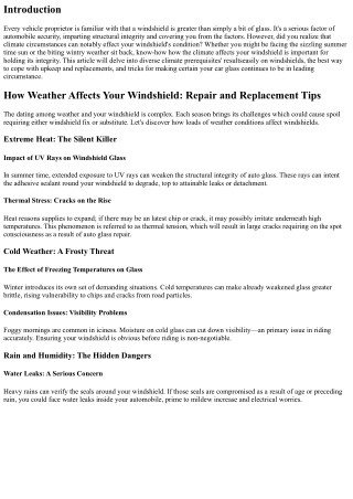 How Weather Affects Your Windshield: Repair and Replacement Tips