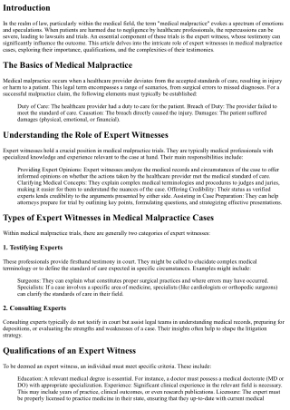 Exploring the Role of Expert Witnesses in Medical Malpractice Trials