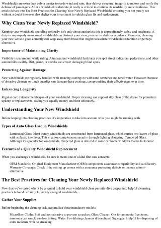 The Best Practices for Cleaning Your Newly Replaced Windshield