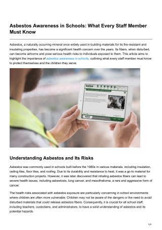 Asbestos Awareness in Schools What Every Staff Member Must Know