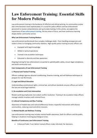 Law Enforcement Training: Essential Skills for Modern Policing