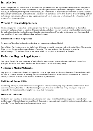 Key Factors in Understanding Medical Malpractice