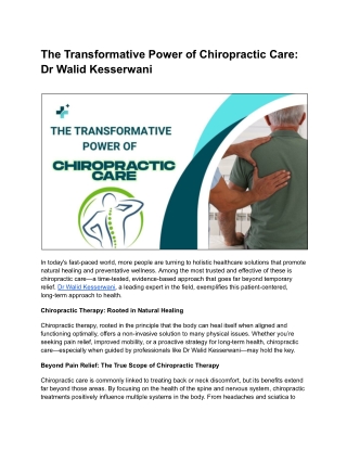 Feel Better, Live Better: The Chiropractic Method of Dr Walid Kesserwani