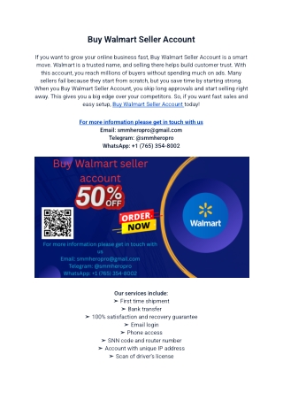 Buy Walmart Seller Account