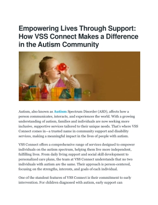Empowering Autism Support with VSS Connect