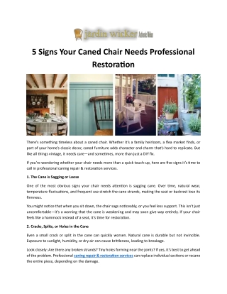 5 Signs Your Caned Chair Needs Professional Restoration