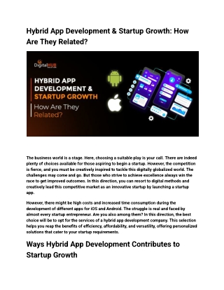Hybrid App Development & Startup Growth: How Are They Related?