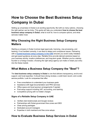 How to Choose the Best Business Setup Company in Dubai