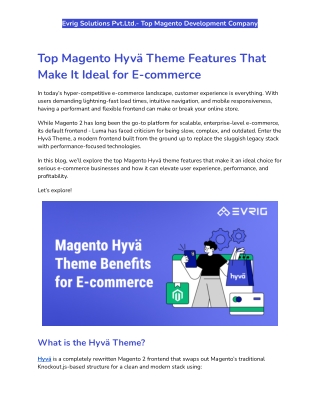 Top Magento Hyvä Theme Features That Make It Ideal for E-commerce