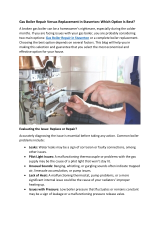 Gas Boiler Repair Versus Replacement in Staverton Which Option Is Best