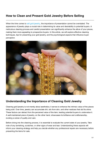 How to Clean and Present Gold Jewelry Before Selling