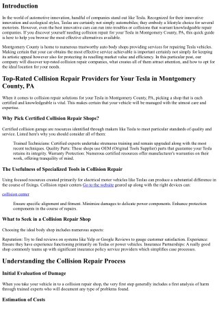 Top-Rated Collision Repair Providers for Your Tesla in Montgomery County, PA .