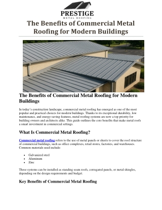 The Benefits of Commercial Metal Roofing for Modern Buildings