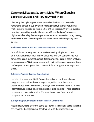 logistics courses in Trivandrum ppt