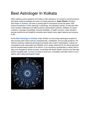 Best Astrologer In Kolkata