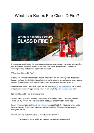 What Is a Kanex Fire Class D Fire