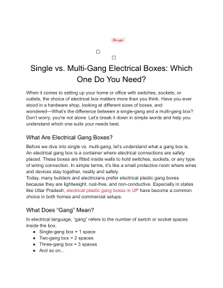 Single vs. Multi-Gang Electrical Boxes: Which One Do You Need?