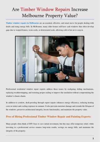 Are Timber Window Repairs Increase Melbourne Property Value