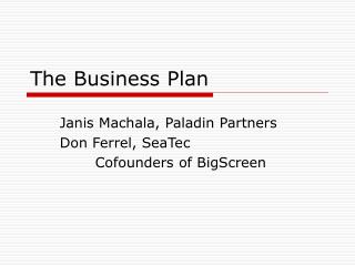 The Business Plan