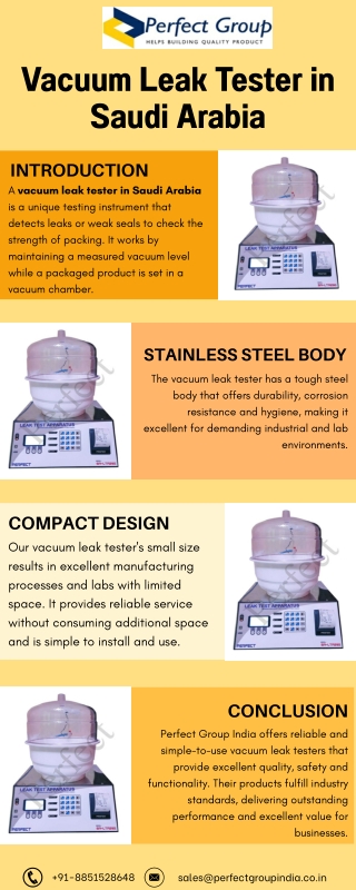 Vacuum Leak Tester in Saudi Arabia