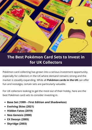 The Best Pokémon Card Sets to Invest in for UK Collectors