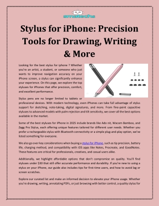 Stylus for iPhone: Precision Tools for Drawing, Writing & More