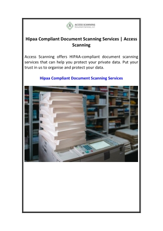 Hipaa Compliant Document Scanning Services  Access Scanning