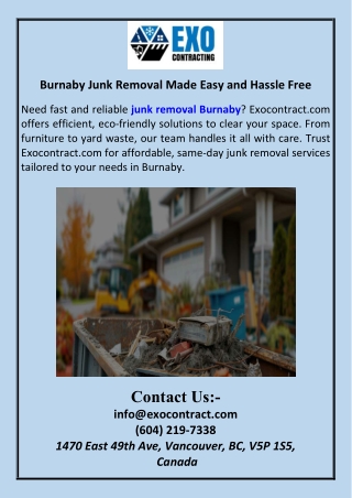 Burnaby Junk Removal Made Easy and Hassle Free