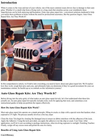Auto Glass Repair Kits: Are They Worth It?