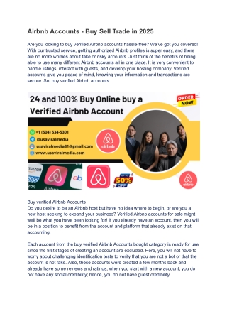 Airbnb Accounts - Buy Sell Trade in 2025