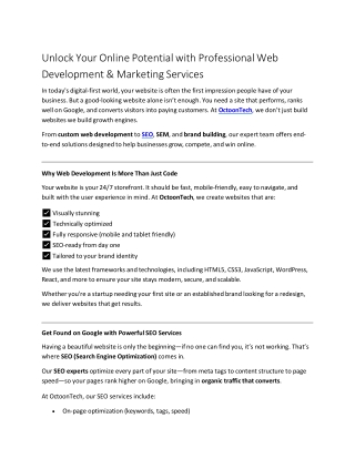 Unlock Your Online Potential with Professional Web Development & Marketing Services
