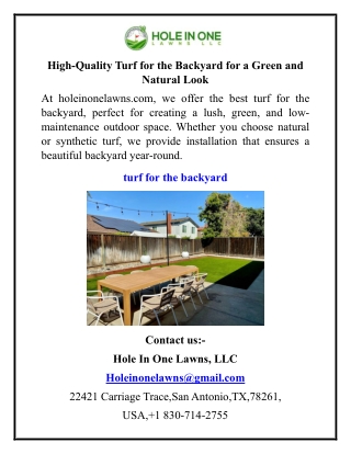 High-Quality Turf for the Backyard for a Green and Natural Look