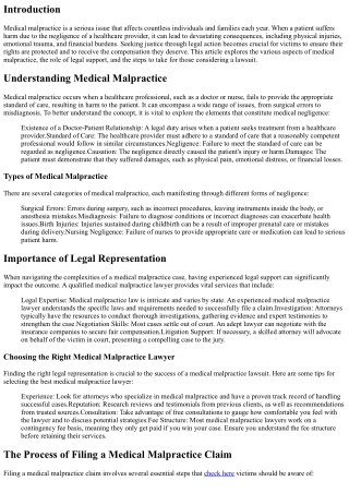 The Road to Recovery: Legal Support for Medical Malpractice Victims