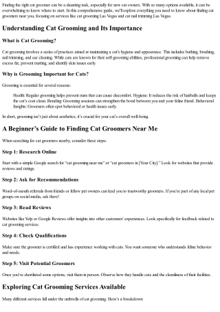 A Beginner’s Guide to Finding Cat Groomers Near Me