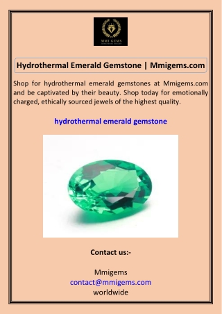Hydrothermal Emerald Gemstone Mmigems.com