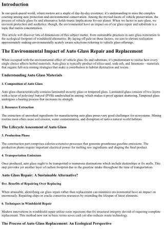 The Environmental Impact of Auto Glass Repair and Replacement