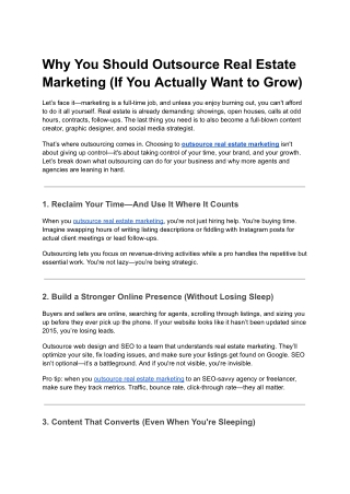 7 Reasons Why You Should Outsource Real Estate Marketing
