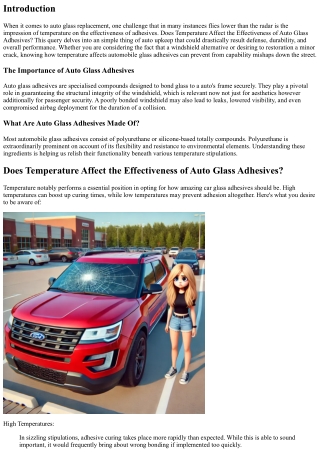 Does Temperature Affect the Effectiveness of Auto Glass Adhesives?