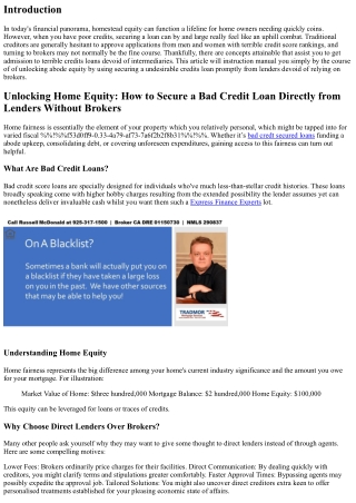 Unlocking Home Equity: How to Secure a Bad Credit Loan Directly from Lenders Wit