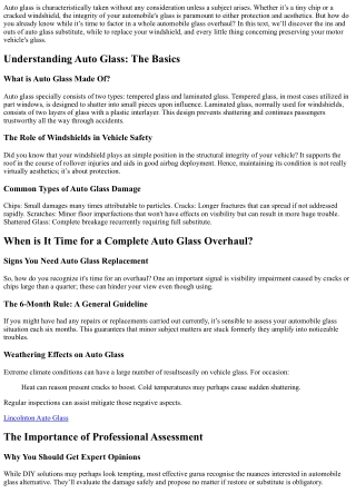 When is It Time for a Complete Auto Glass Overhaul?