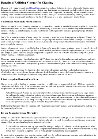 Simple Tips For Cleansing With Vinegar In Indianapolis, Indiana