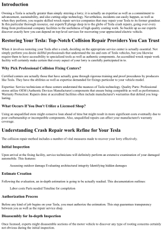 Repairing Your Tesla: Top-Notch Collision Fixing Solutions You May Depend On