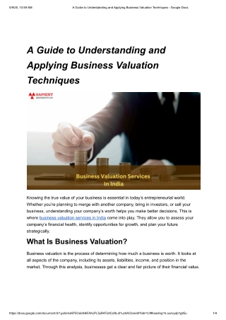 A Guide to Understanding and Applying Business Valuation Techniques