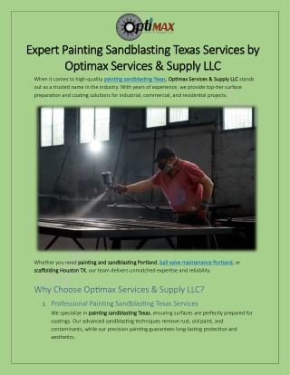 Painting Sandblasting Texas Services by Optimax Services