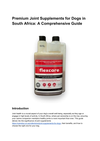 Premium Joint Supplements for Dogs in South Africa_ A Comprehensive Guide