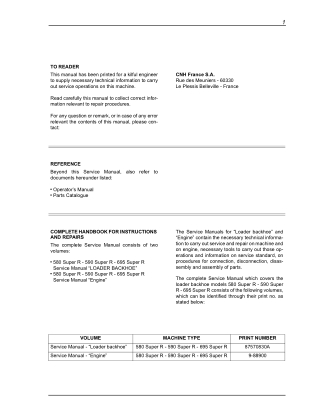 CASE 695 Super R Loader Backhoe Service Repair Manual Instant Download