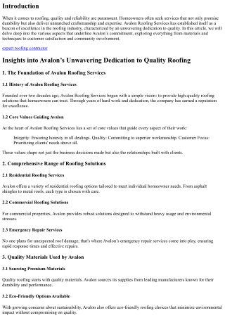 Insights into Avalon’s Unwavering Dedication to Quality Roofing