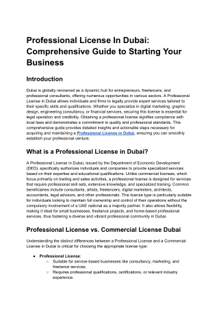Professional License In Dubai