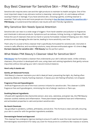 Buy Best Cleanser for Sensitive Skin – PNK Beauty