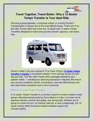 12 seater tempo traveller in kanpur